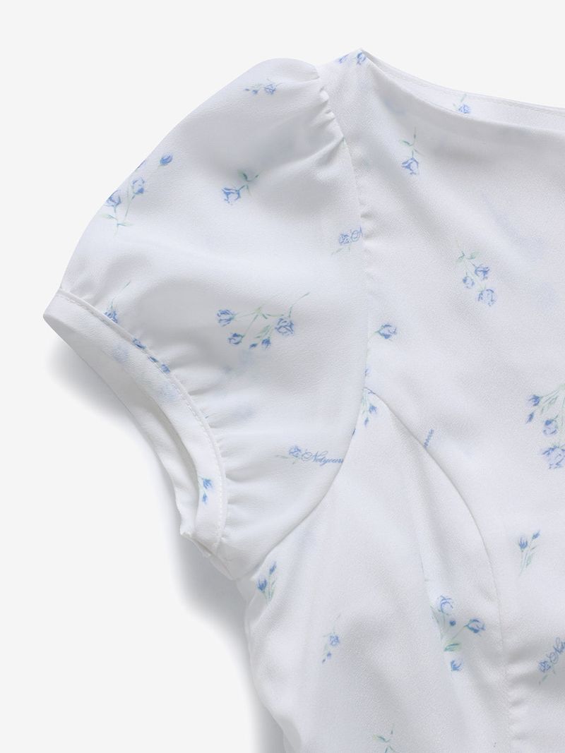 Ribbon flare dress (White)