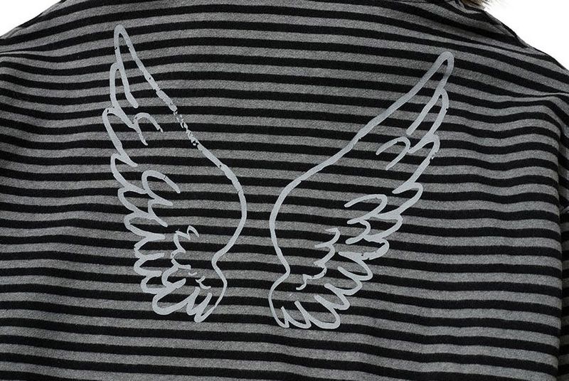 STRIPE WINGS FUR HOODIE ZIP-UP