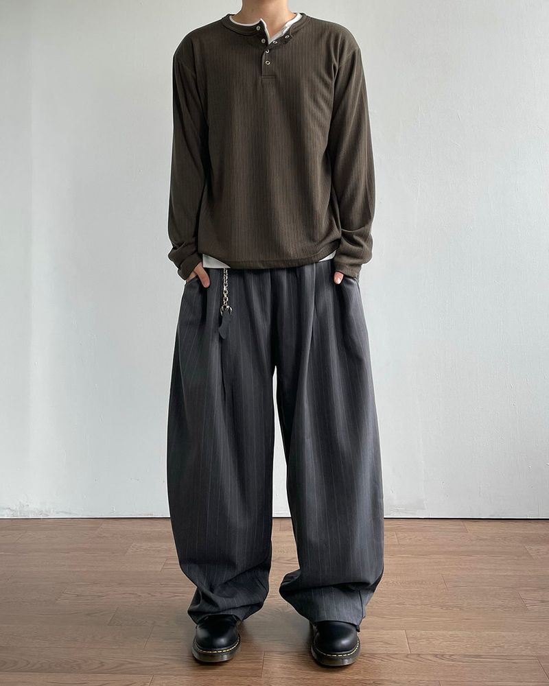Drape Stripe Banding Slacks