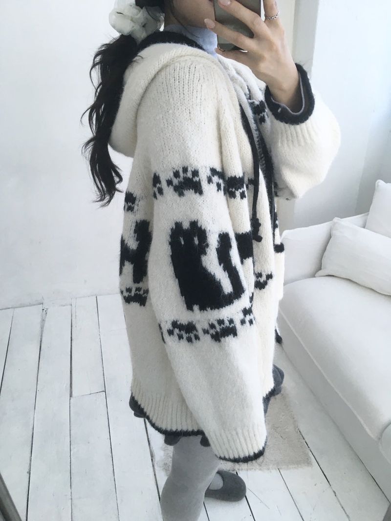 moroi（モロイ）の「Meow Nordic Knit Zip-Up（Tops）」