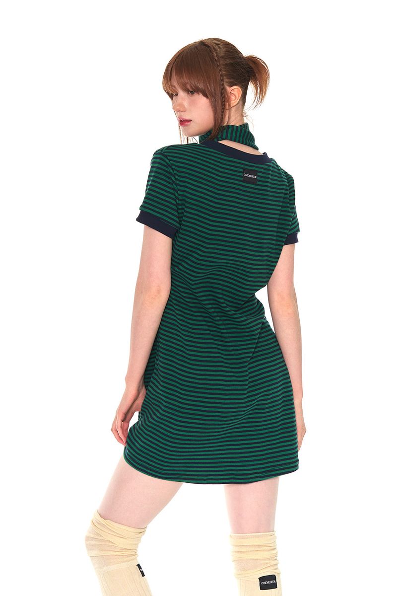 V NECK STRIPE OPS (GREEN)