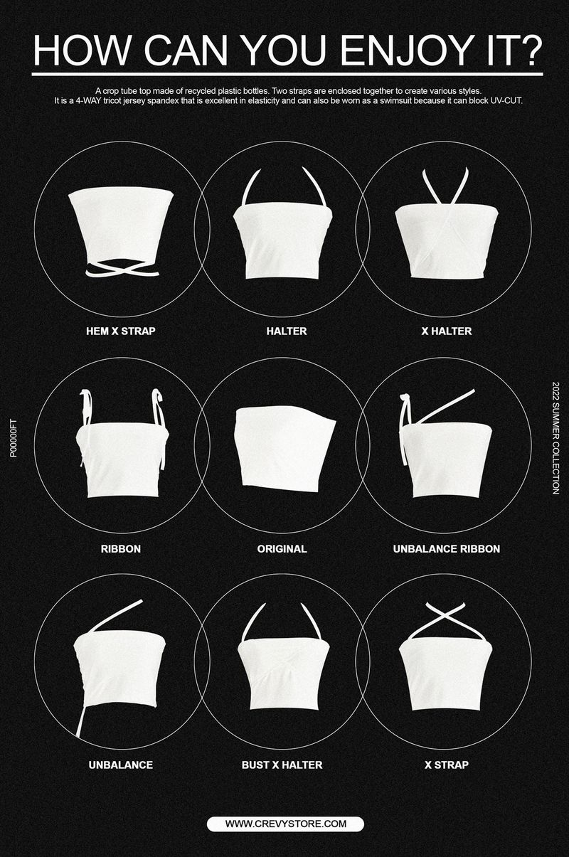 4-way multi tricot jersey span crop tube top (white)