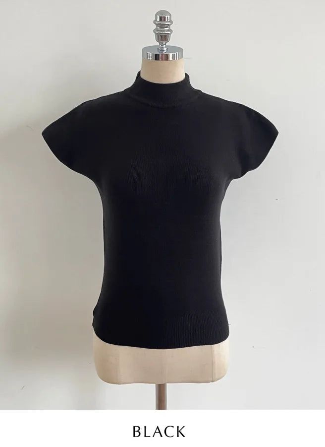 Rosley Half Neck Cap-Sleeve Knit