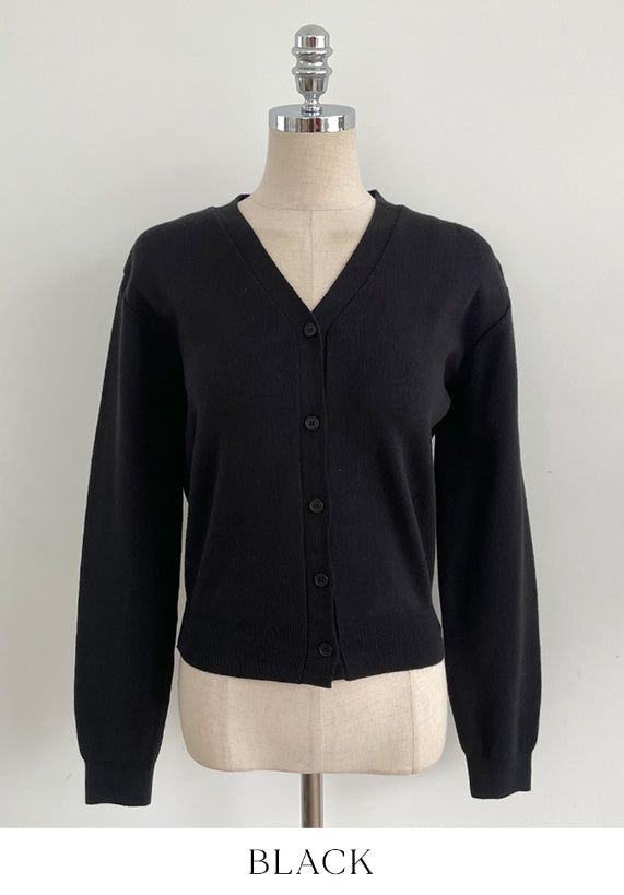 Lensi V-neck basic knit cardigan