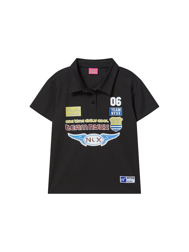 RACING PIQUE POLO SHIRTS (BLACK)