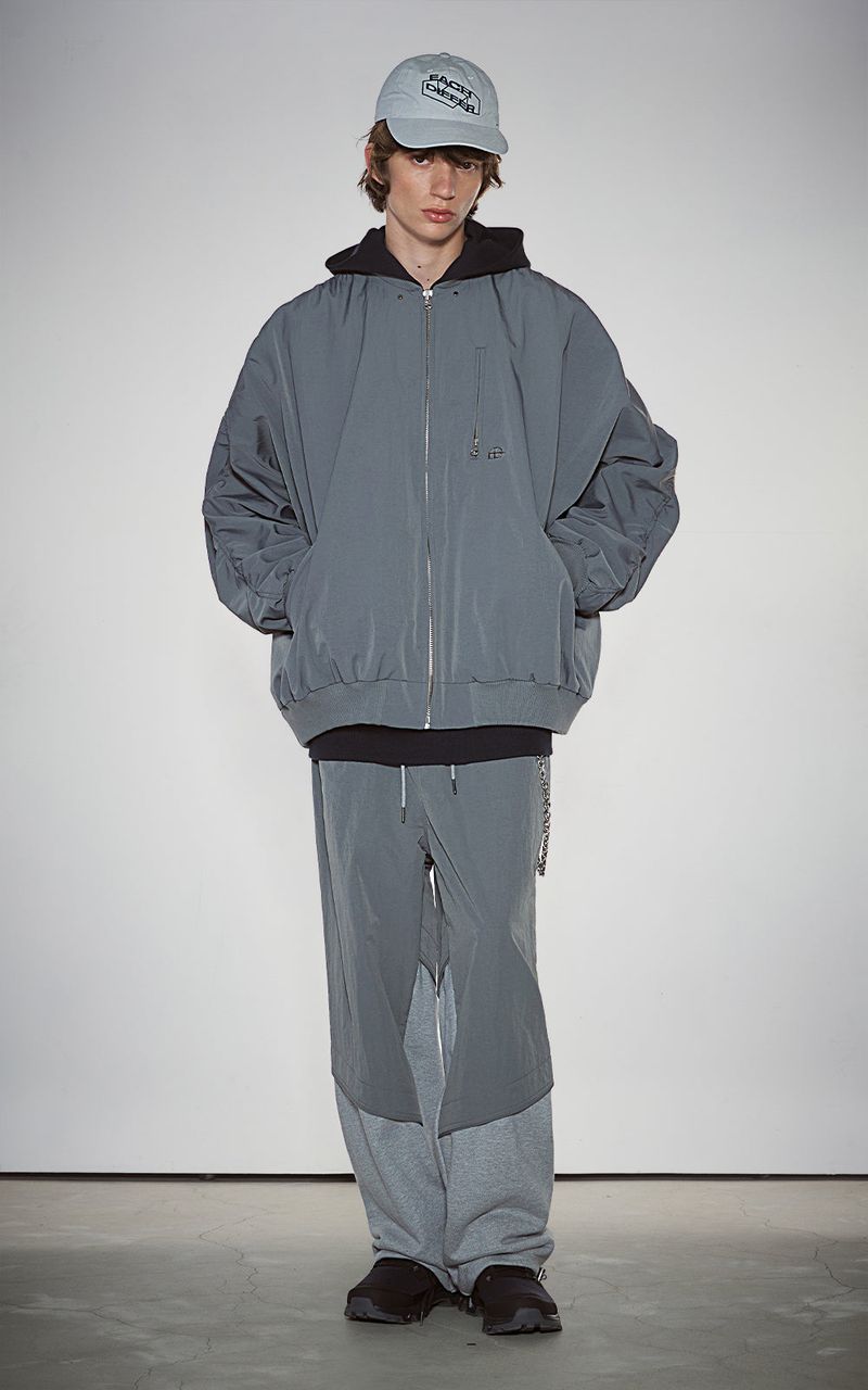 SHIRRING SLEEVED MA-1_GRAY