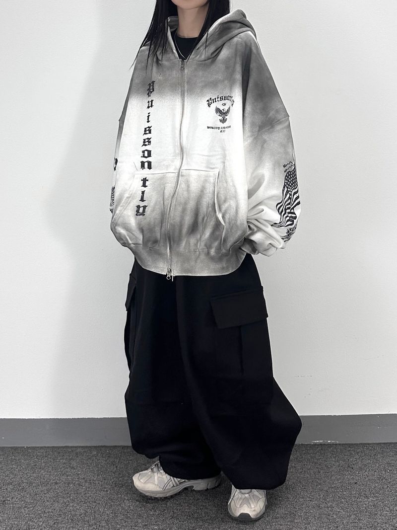 dirty eagle hooded zip-up