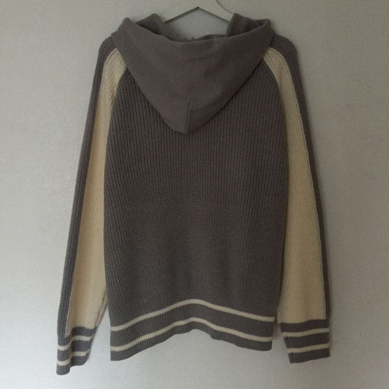 Coloring Hooded Zip-Up Knitwear (4 colors)