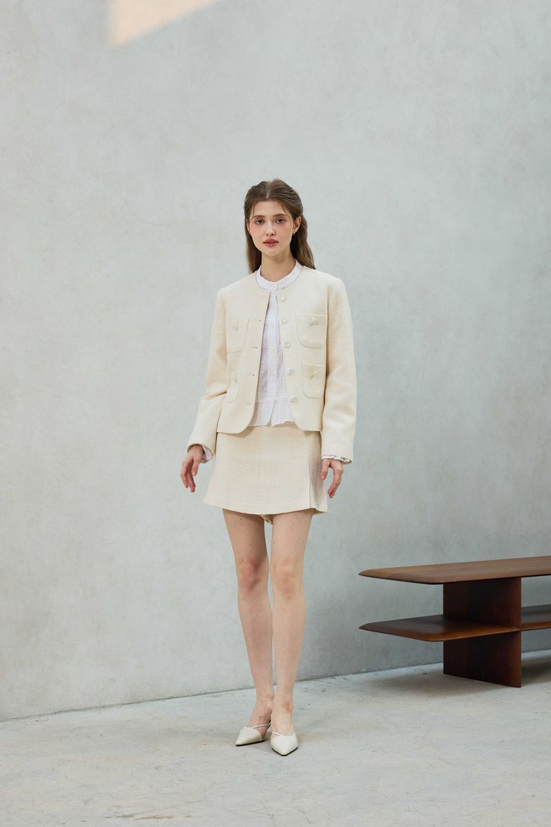 CHERISH TWEED SKIRT PANTS / WHITE