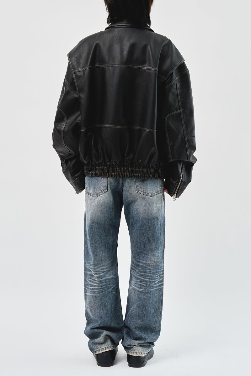 Hand Washed Leather Blouson (2color)