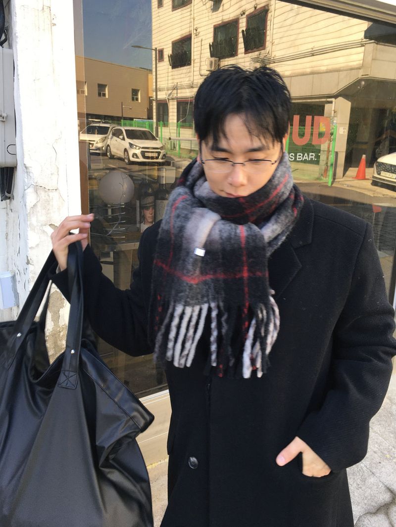 No.1547 wool check muffler (4color)