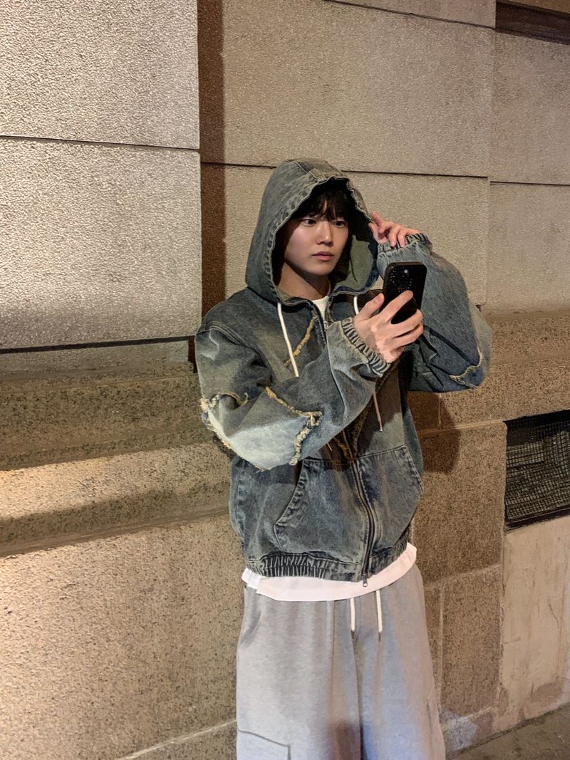 Nanjing vintage denim hooded jacket