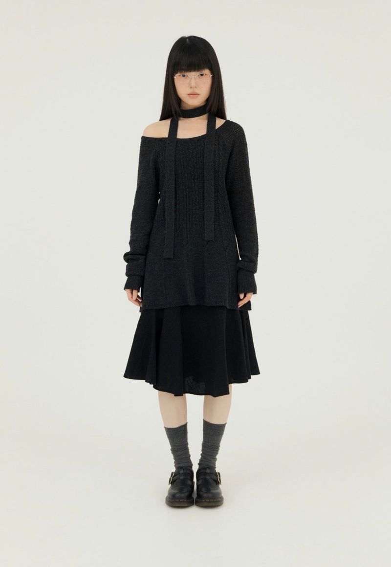 CABLE RECO KNIT OPS CHARCOAL
