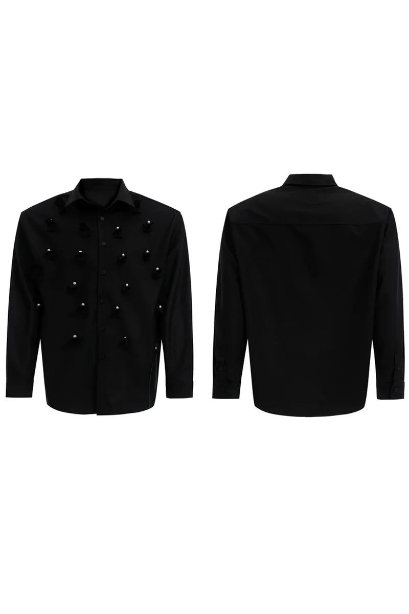 Pearl Accent Tie Detail Shirt