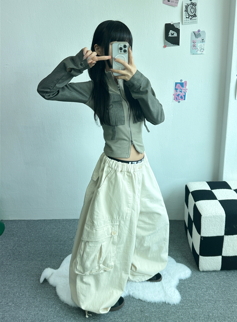 コットンカーゴバルーンパンツ🤎🤍🖤 - 3カラー