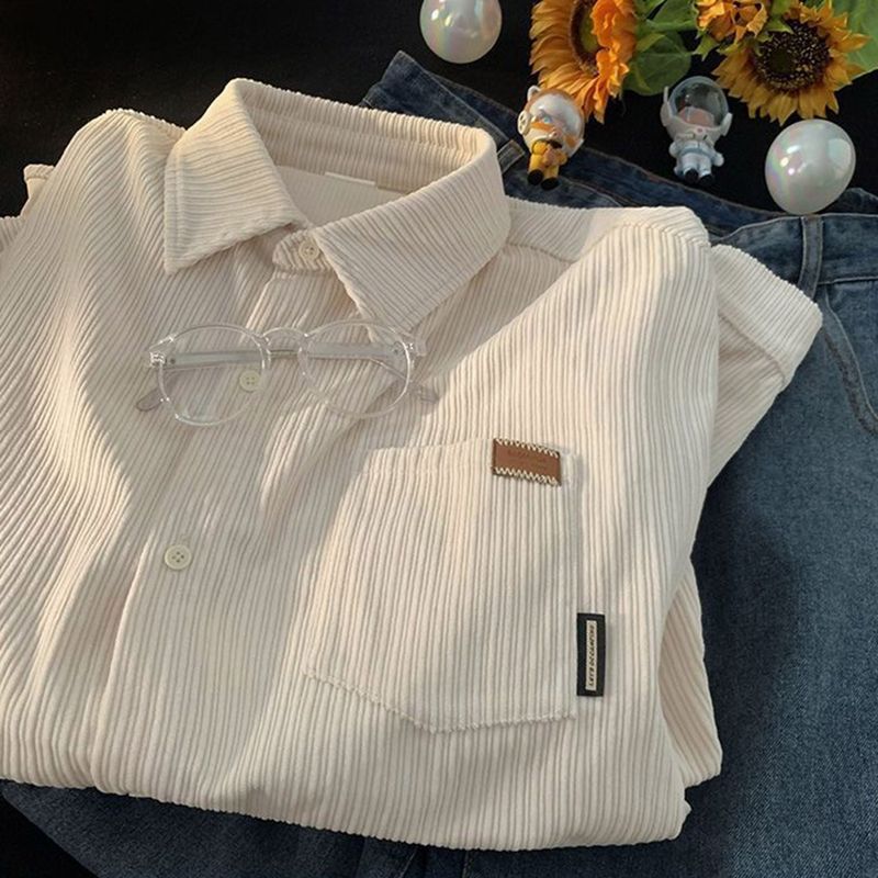 [Unisex] Corduroy Pocket Layered Long Sleeve Shirt (3 colors)