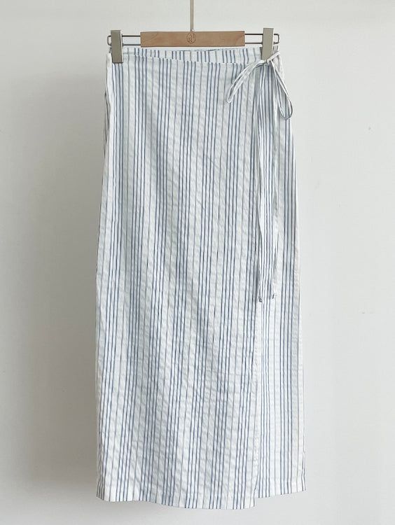 Neo Stripe Wrap Long Skirt