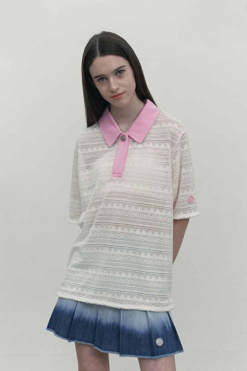 GRADATION PLEATS DENIM SKIRT [BLUE]