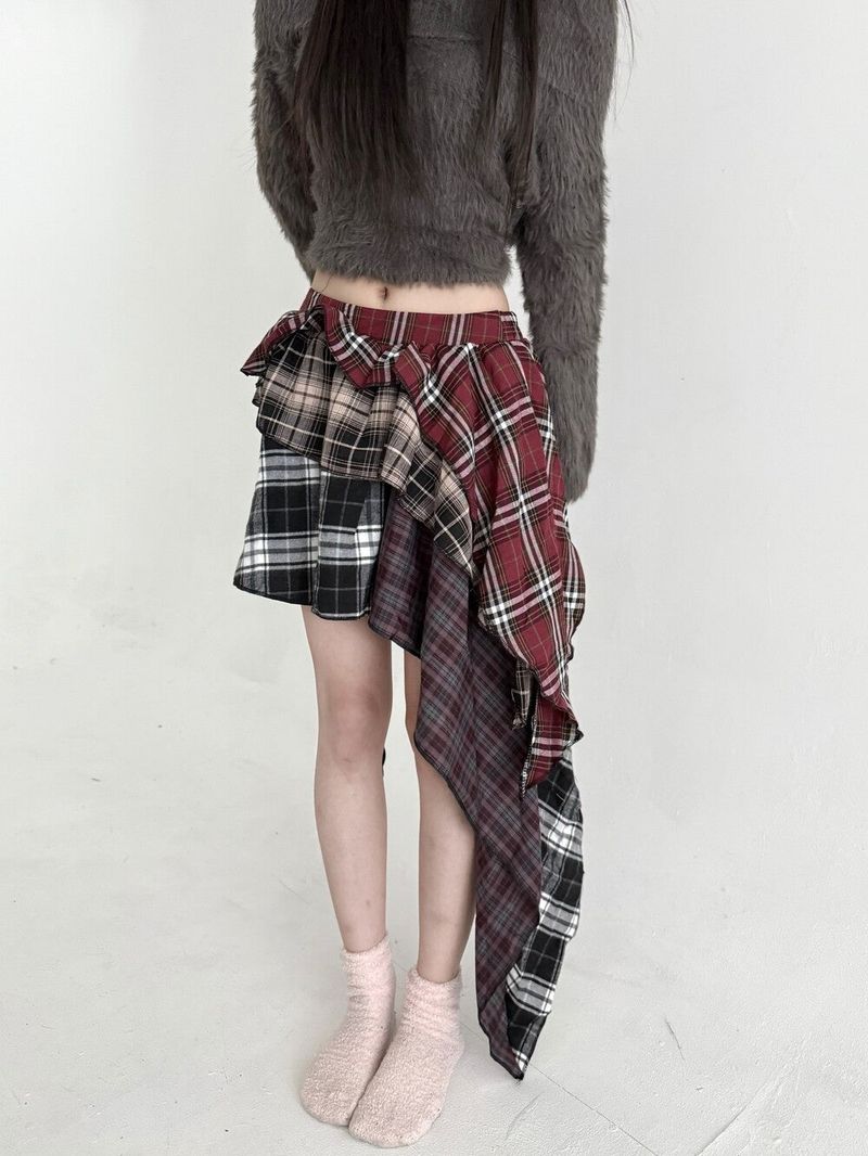 Seow（ソウ）の「1541. Mix check cancan unbal long sk（Skirts）」