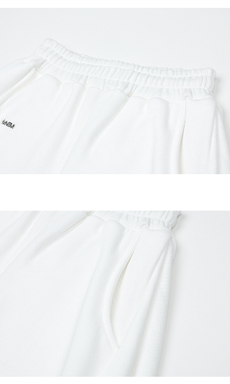 [mnem] pintuck logo jogger pants (white)