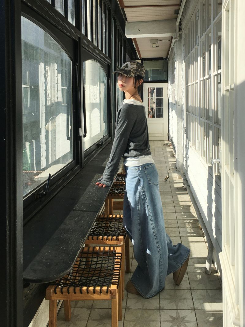 Vero Cut Washed Wide Denim (2c)