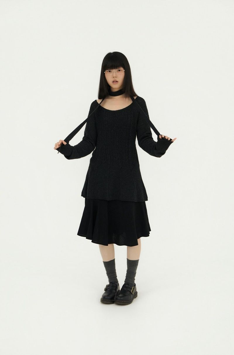 CABLE RECO KNIT OPS CHARCOAL