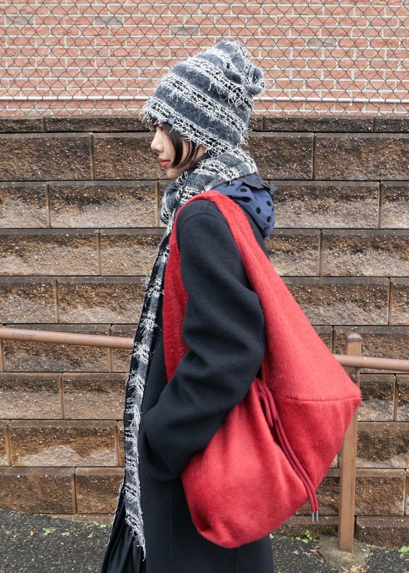 Jeanne Angora Fur Shoulder Bag_Red