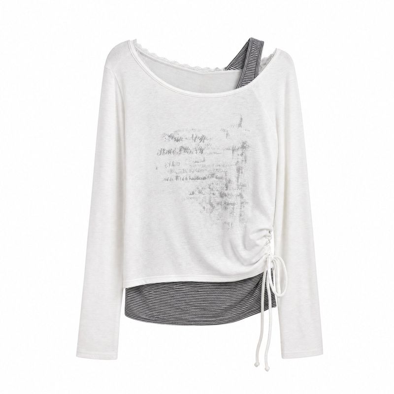 Cozy&Kitsch（コージーアンドキッチ）の「セラ レース レイヤード シャーリング Tシャツ（トップス）」