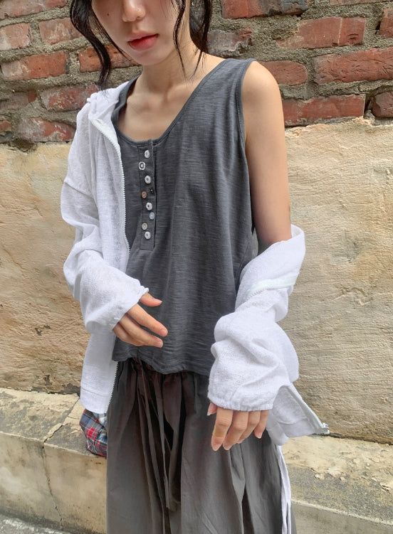 Libe Vintage Button Layered Sleeveless