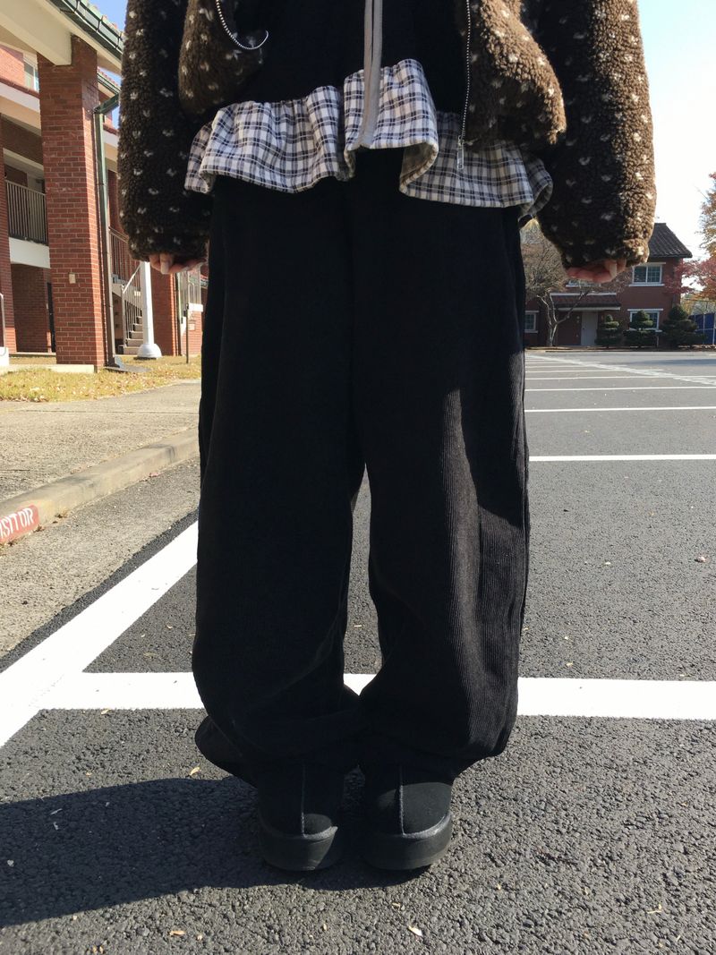 Down Lining Corduroy Wide Pants