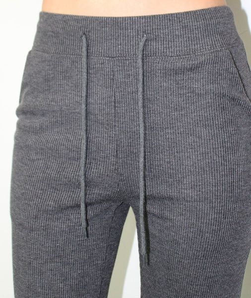 RIBBED BUTTON BOOTCUT PANTS