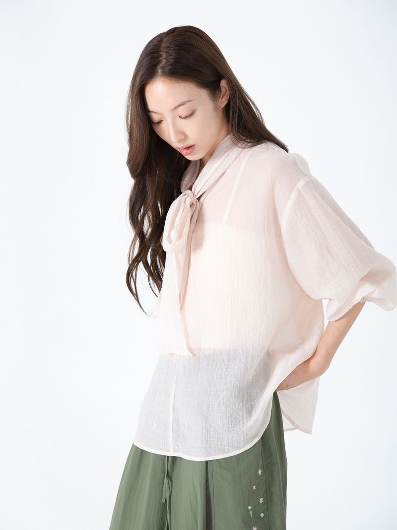 HASTA（ハスタ）の「Ribbon Tie Blouse (Pink)（Tops）」