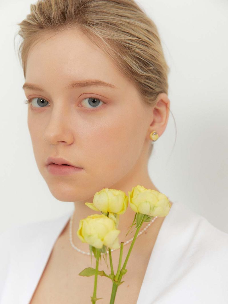 Holiday daily rhombus ceramic earring(YG)