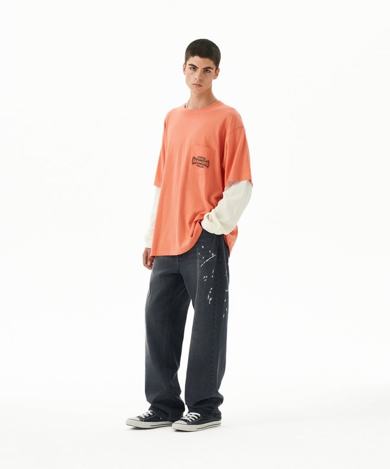 EMB SPLATTER DENIM PANT