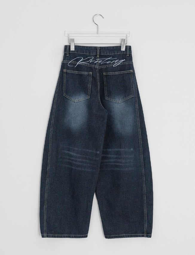 Kepan Lettering Wide Denim Pants