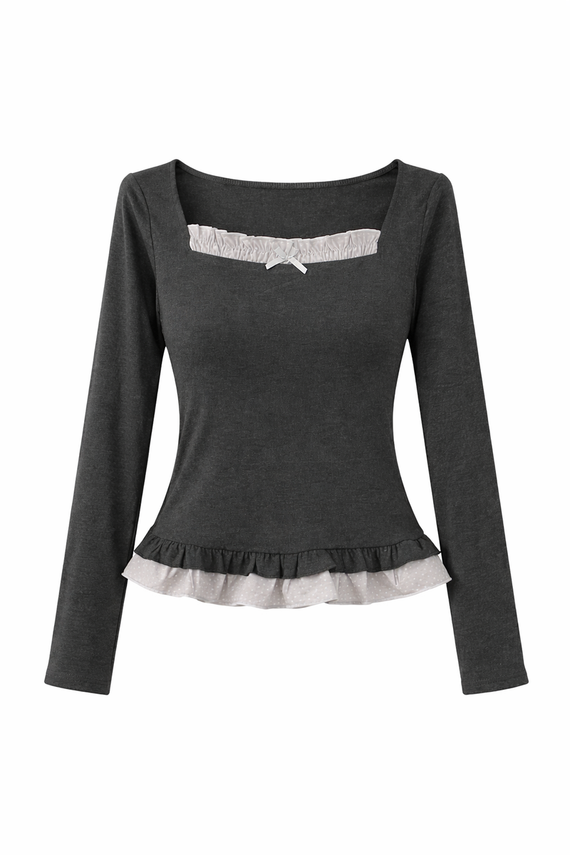 Rive Dot Frill Square Top