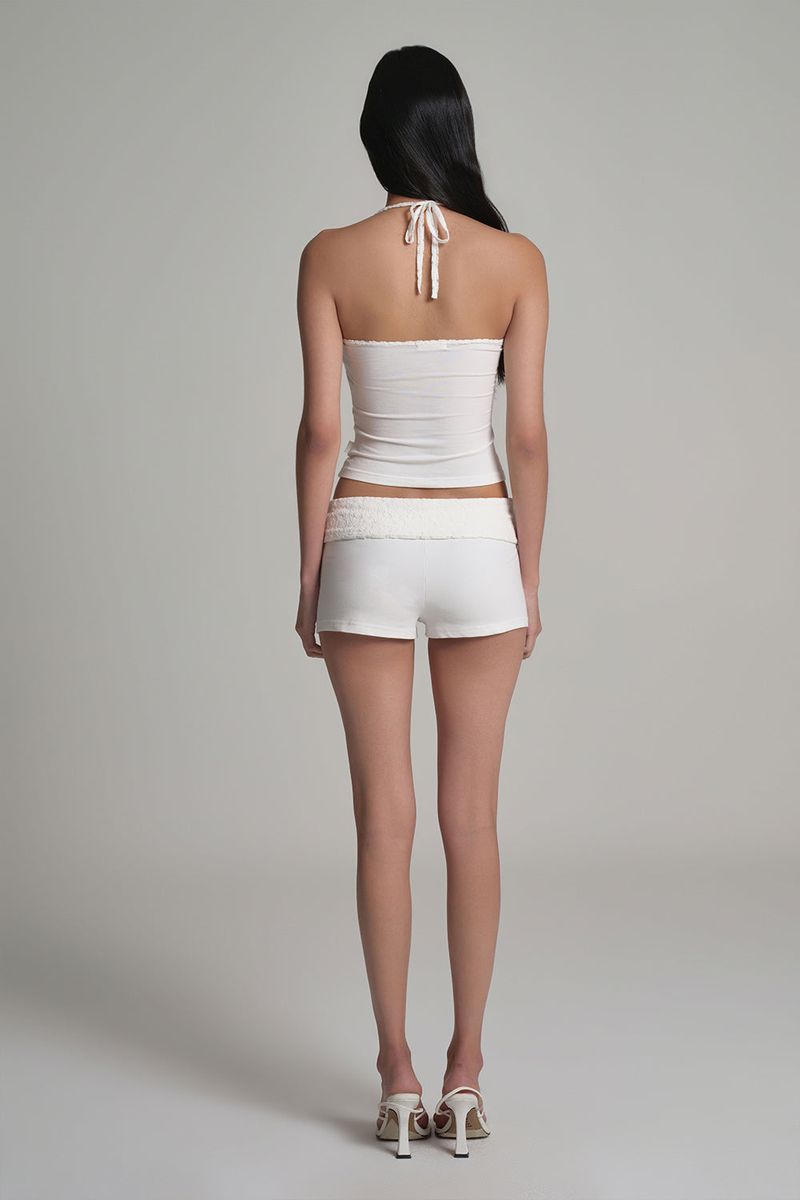 Caramel folded short pants, White