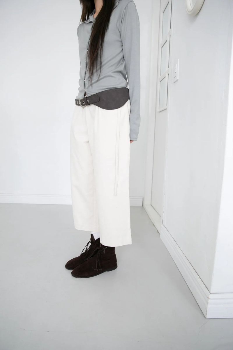strap banding cotton capri pants(2colors)