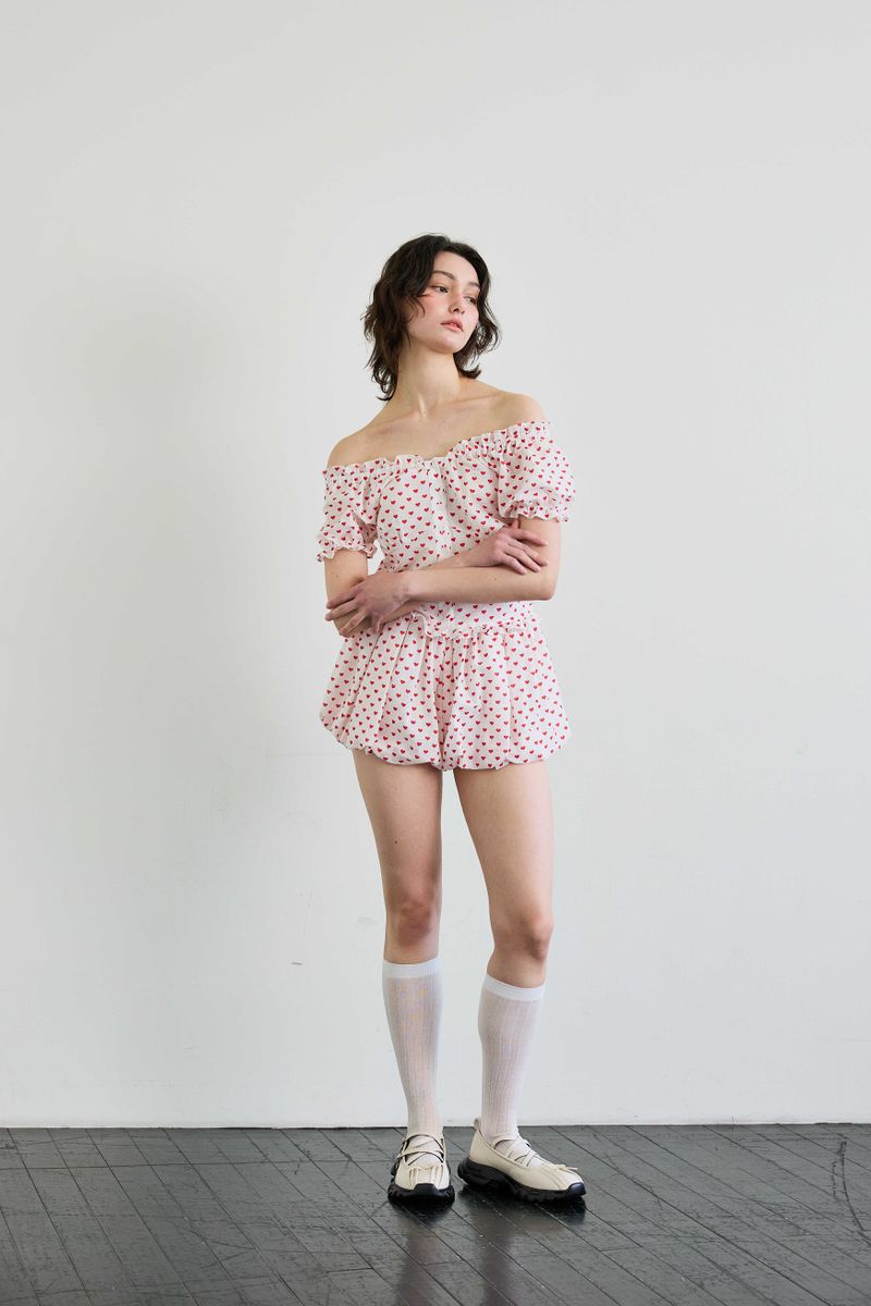 MINI HEART TWO WAY BLOUSE / WHITE