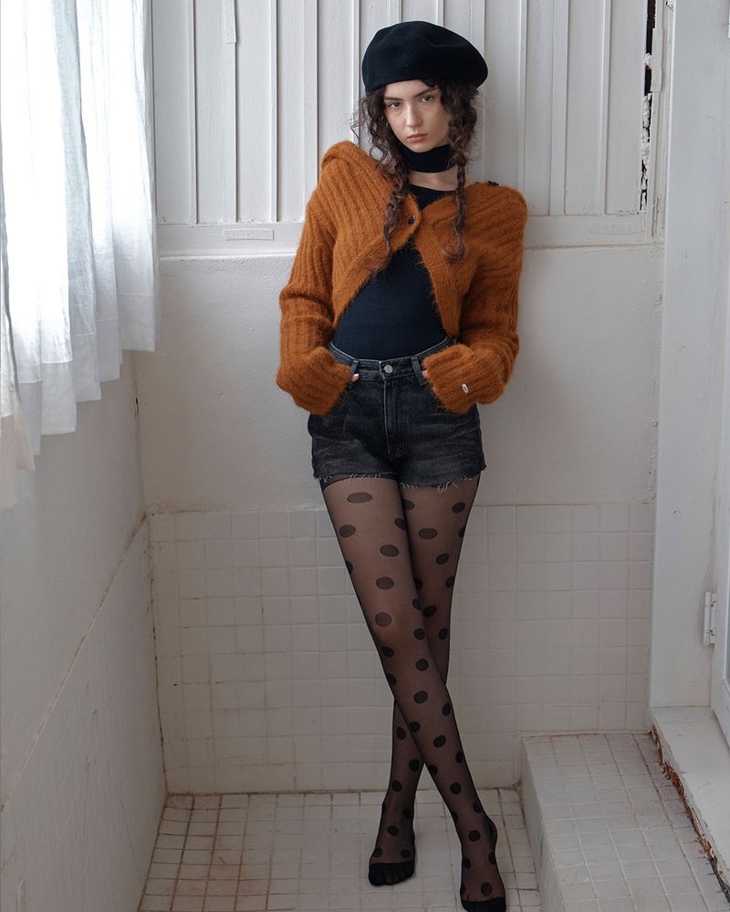 CROPPED HOODIE CARDIGAN - CAMEL BROWN