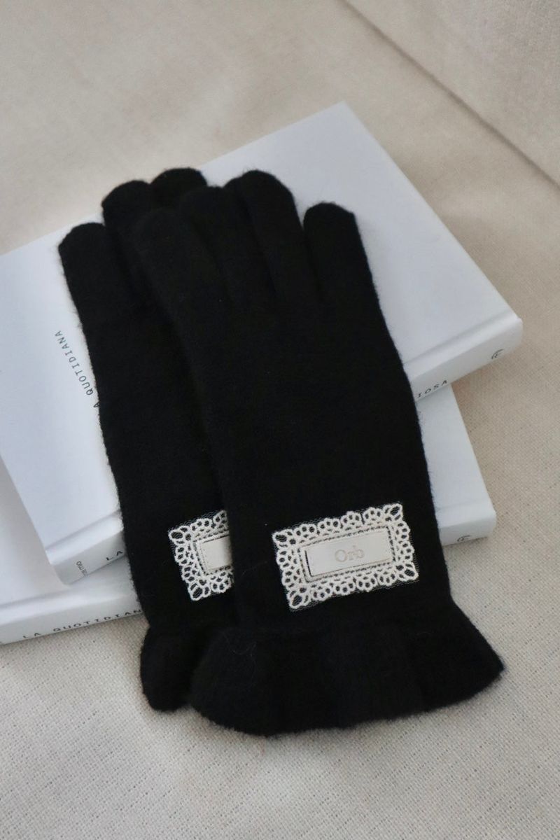 Orb frilly gloves (deep black)