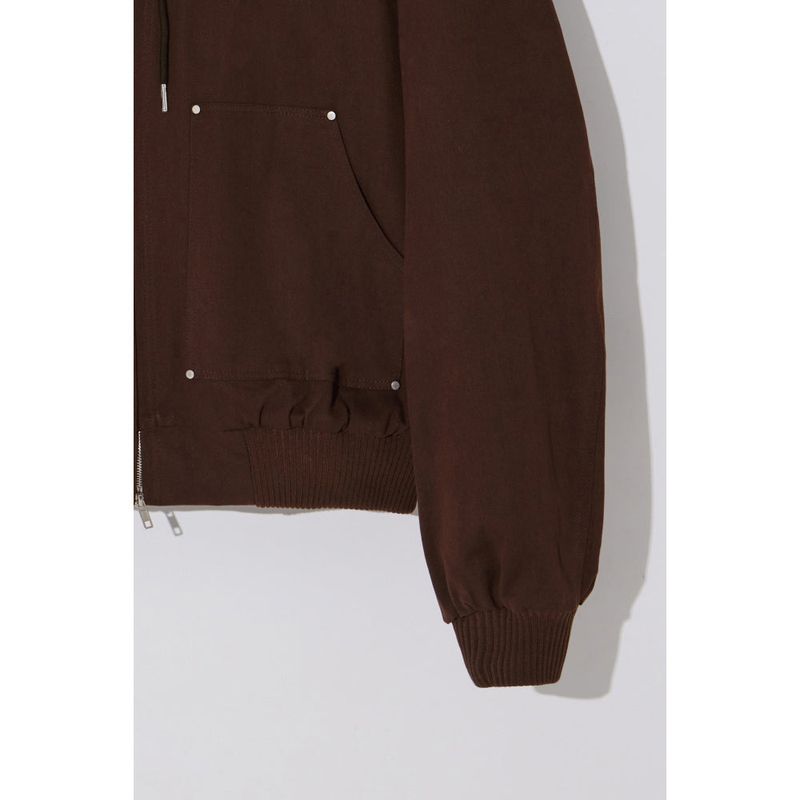 Dummy Rivet Crop Cotton Hooded Jacket 2C