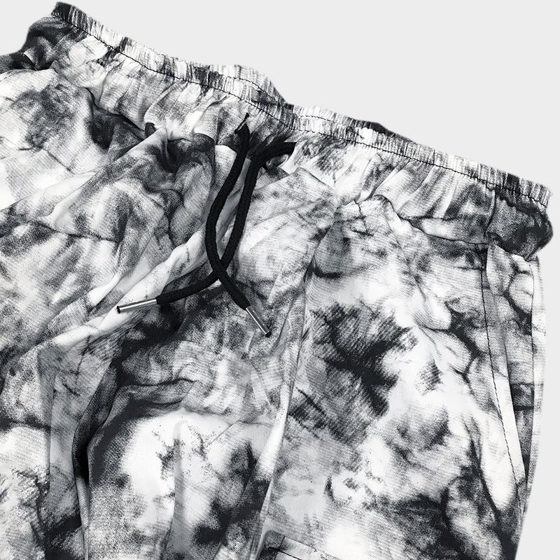 tie-dye wide cargo pants_white