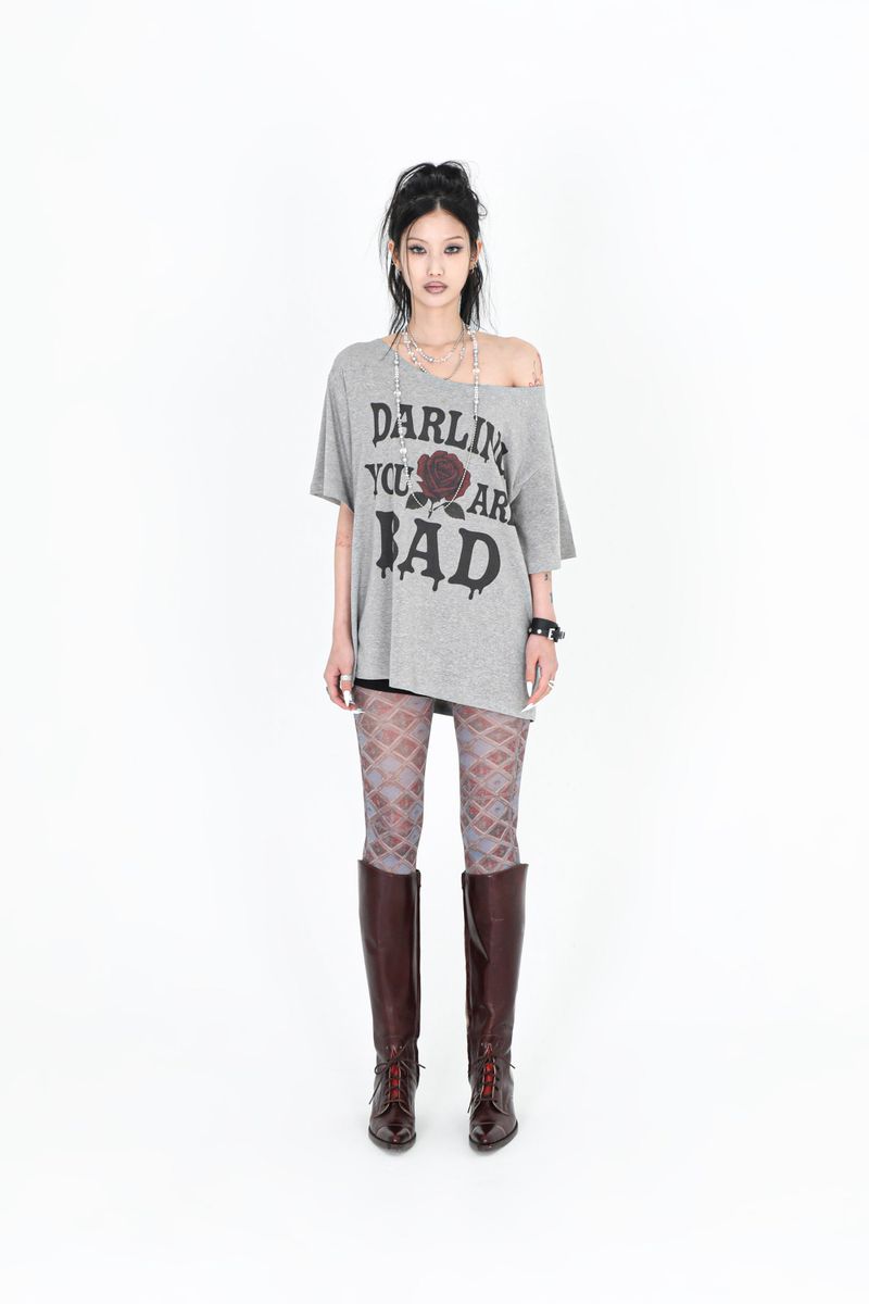 MELTING ROSE TEE #GREY