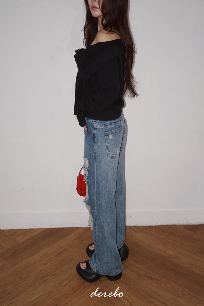 Vintage open wide denim pants