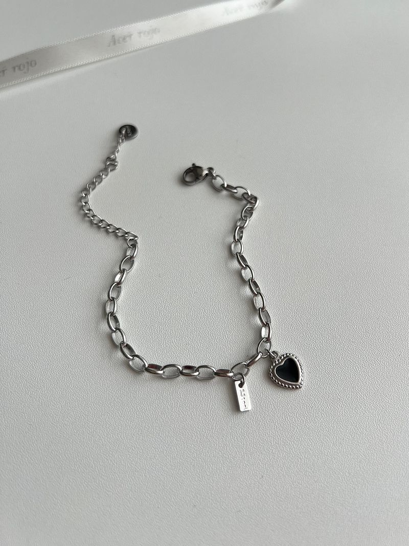 pib hip chic black heart surgical chain bold layered bracelet