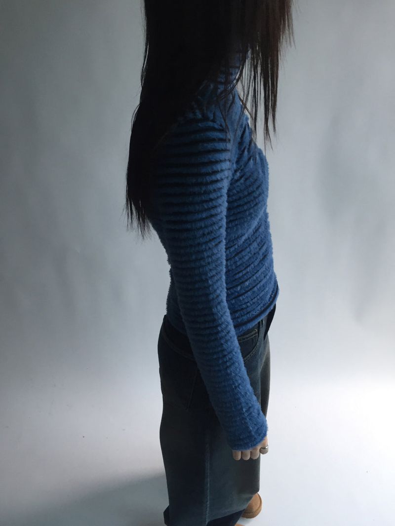 Tencel turtleneck striped t