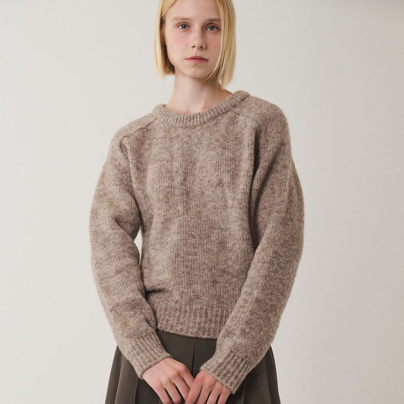 Saddle Sleeve Vintage Sweater_Beige