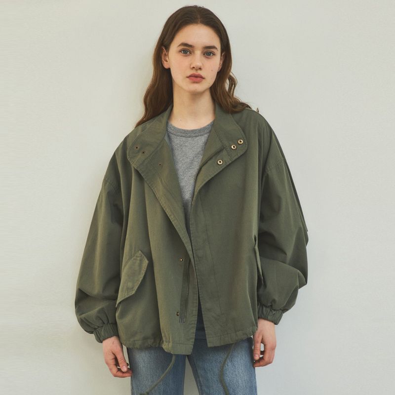 90s Classic Fishtail Short Bomber Jacket_Khaki