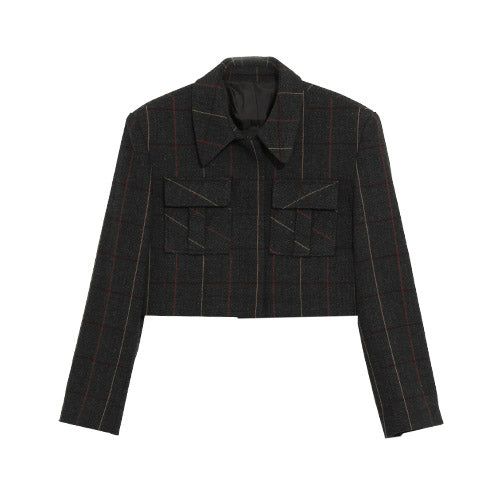 【MADE】hecked Crop Wool Jacket